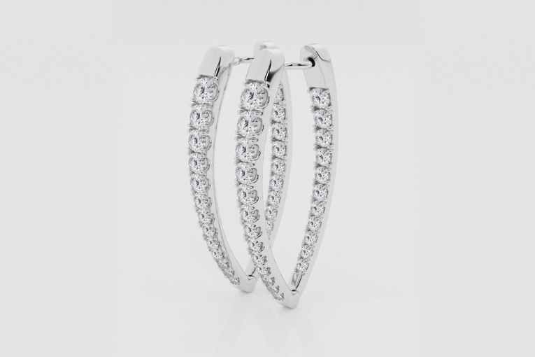 Natural Diamond | 2 7/8 ctw Round Graduated Inside-Out Hoop Earrings