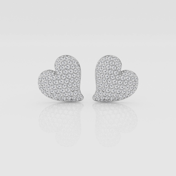 Natural Diamond | 3/4 ctw Round Heart Shaped Fashion Stud Earrings