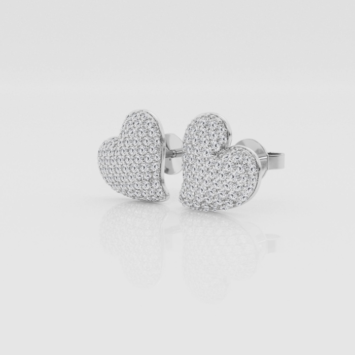 Natural Diamond | 3/4 ctw Round Heart Shaped Fashion Stud Earrings