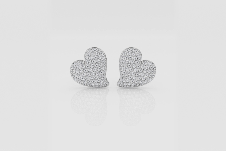 Natural Diamond | 3/4 ctw Round Heart Shaped Fashion Stud Earrings