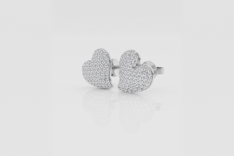 Natural Diamond | 3/4 ctw Round Heart Shaped Fashion Stud Earrings