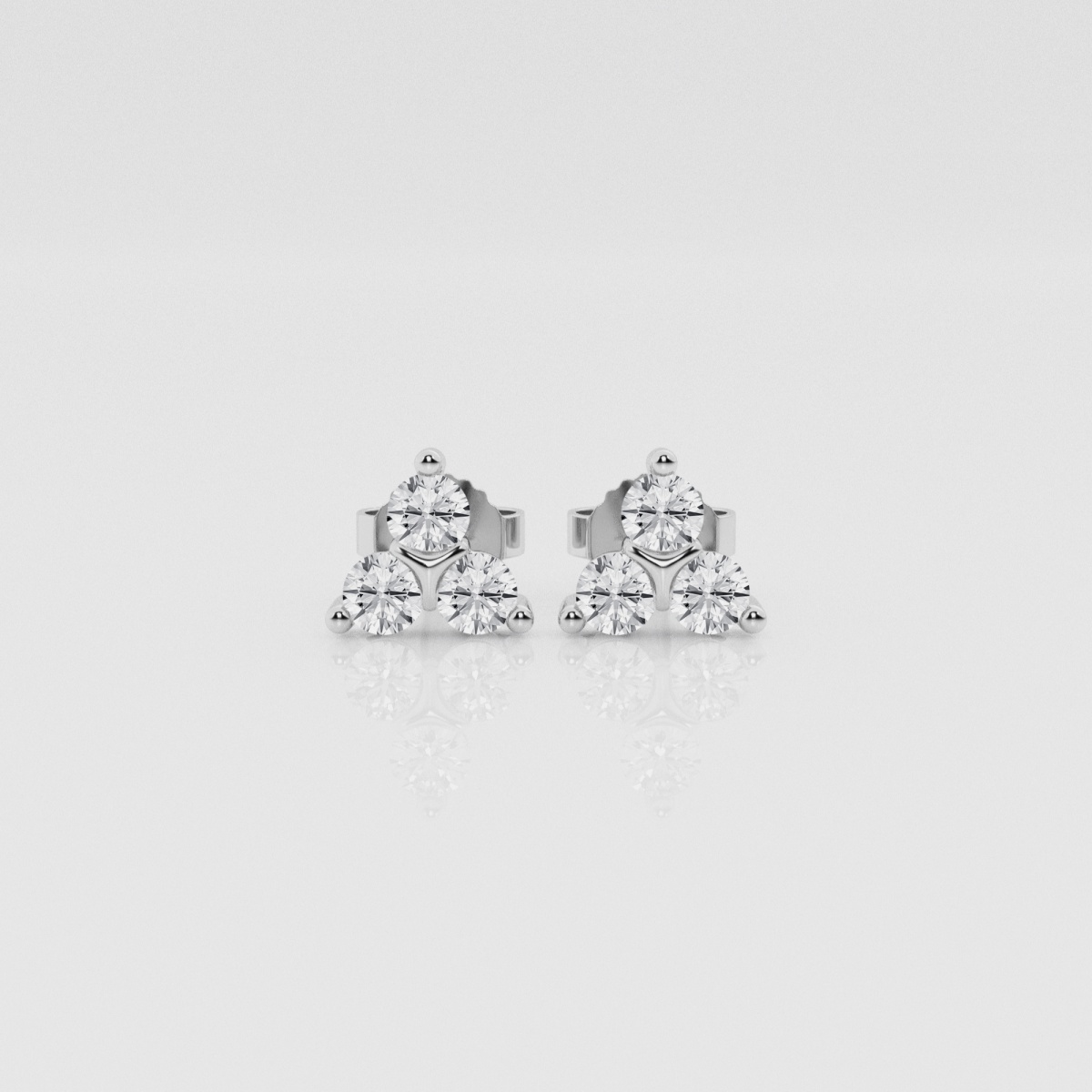 Natural Diamond | 1/2 ctw Round Triple Dot Stud Earrings