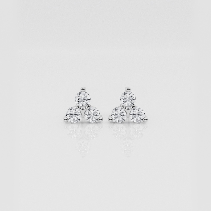 Natural Diamond | 1/2 ctw Round Triple Dot Stud Earrings