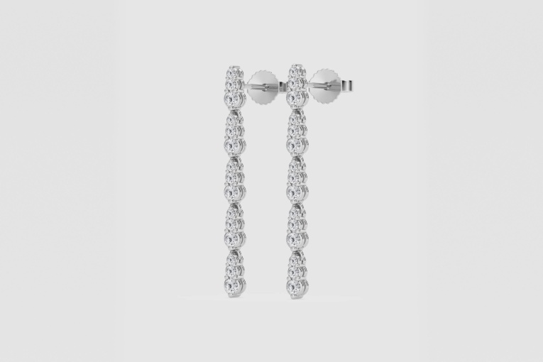 Natural Diamond | 1/2 ctw Round Graduated Dangle Earrings