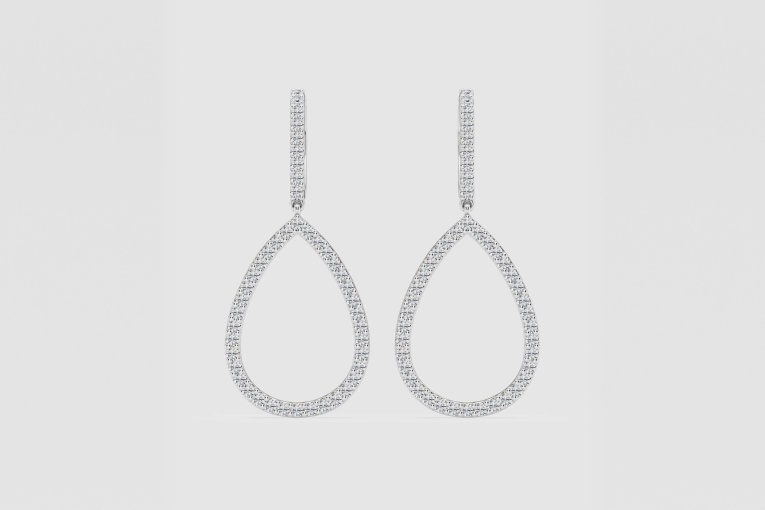 Natural Diamond | 1/2 ctw Round Teardrop Drop Earrings