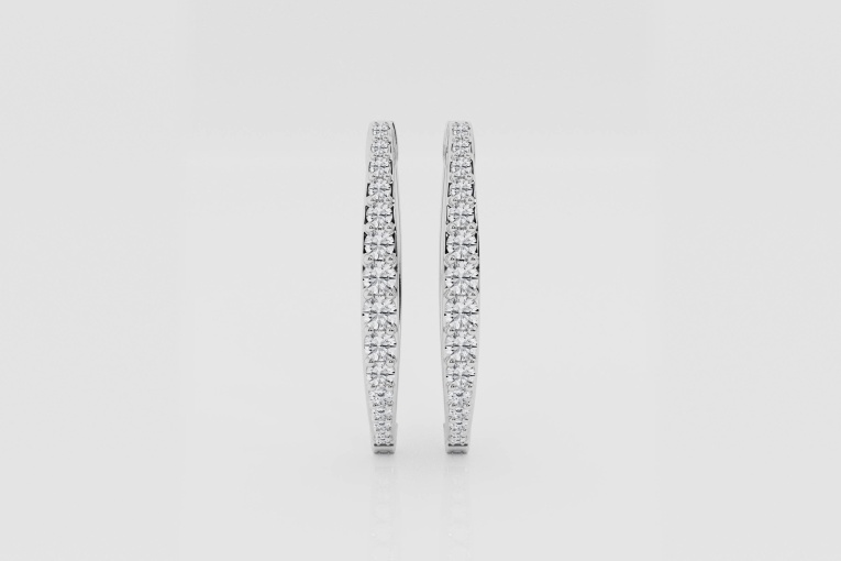 Natural Diamond | 1/2 ctw Round V-Shape Hoop Earrings