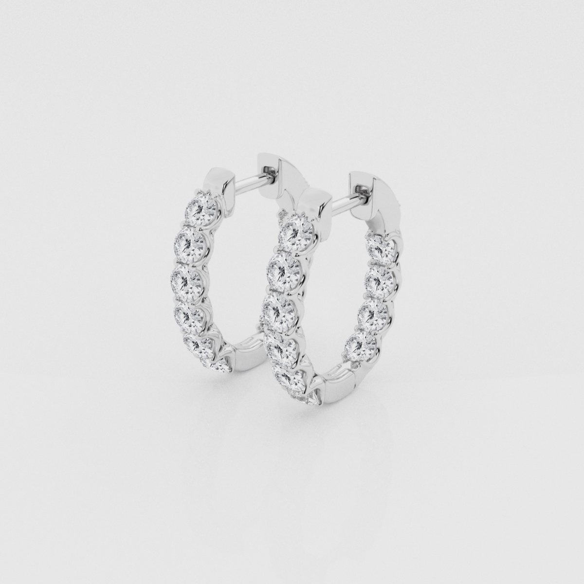 Natural Diamond | 2 ctw Round Oval Shaped Inside-Out Hoop Earrings