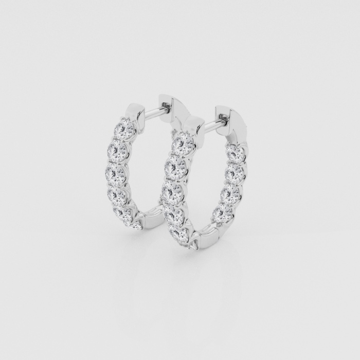 Natural Diamond | 2 ctw Round Oval Shaped Inside-Out Hoop Earrings