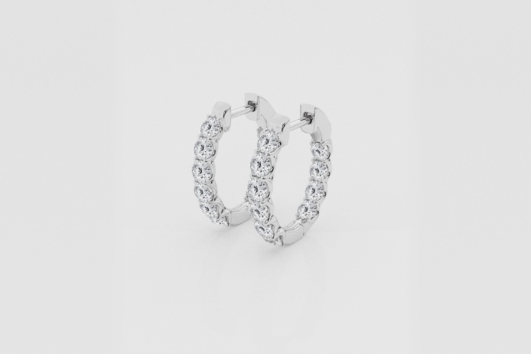 Natural Diamond | 2 ctw Round Oval Shaped Inside-Out Hoop Earrings