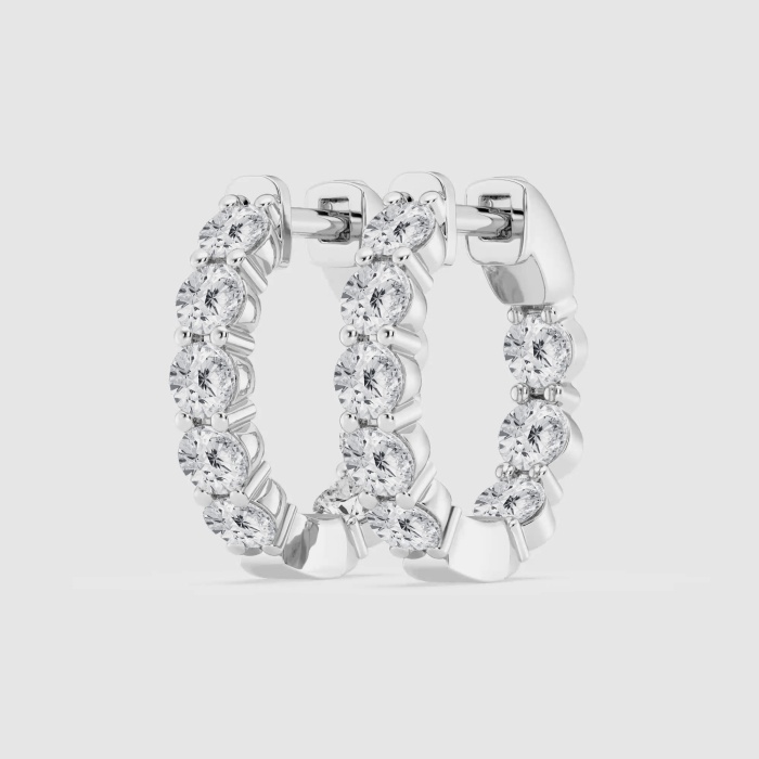 Natural Diamond | 2 ctw Round Inside-Out Hoop Earrings