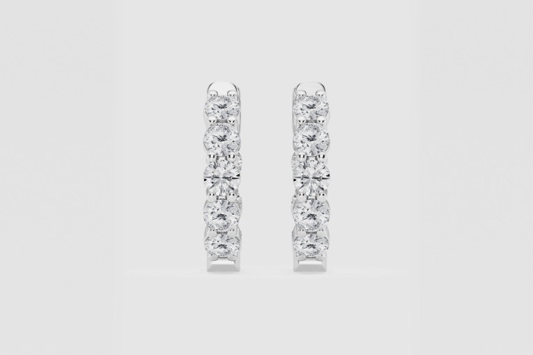 Natural Diamond | 2 ctw Round Inside-Out Hoop Earrings