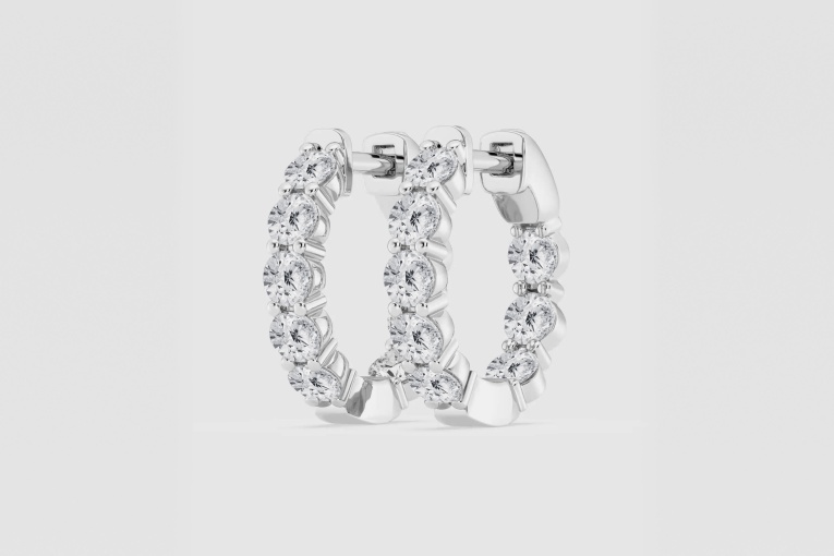 Natural Diamond | 2 ctw Round Inside-Out Hoop Earrings