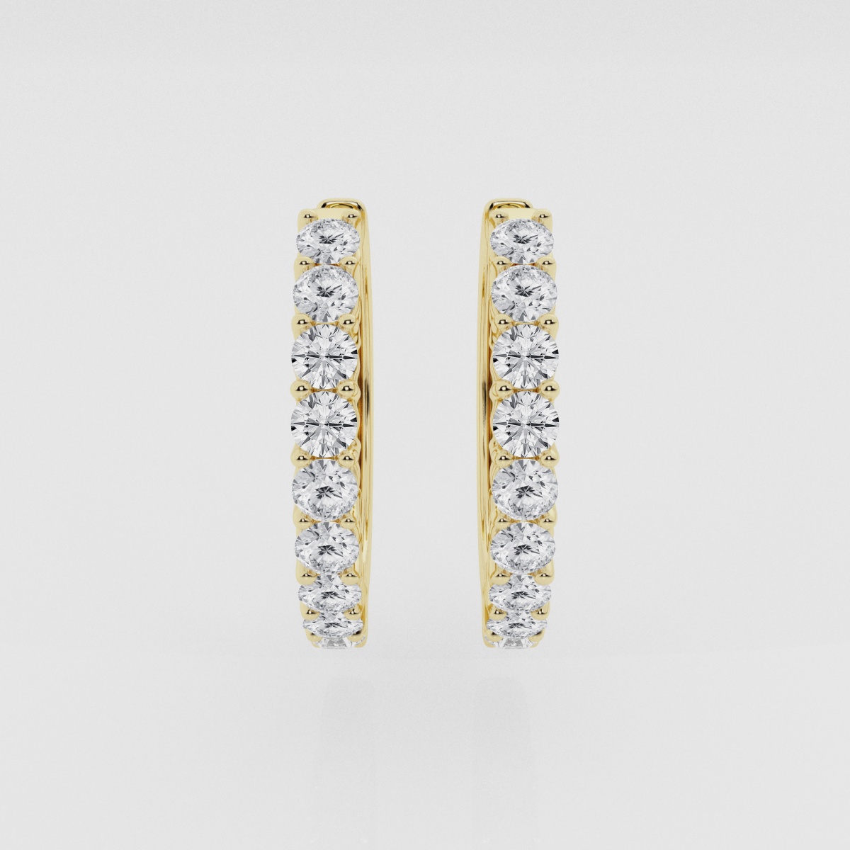 Natural Diamond | 2 ctw Round Shared Prong Hoop Earrings