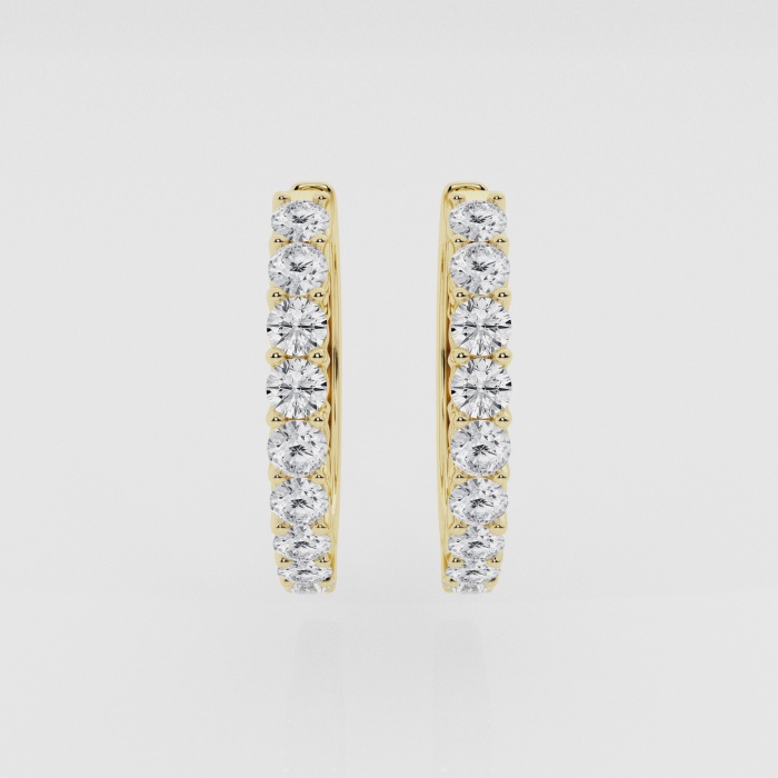 Natural Diamond | 2 ctw Round Shared Prong Hoop Earrings