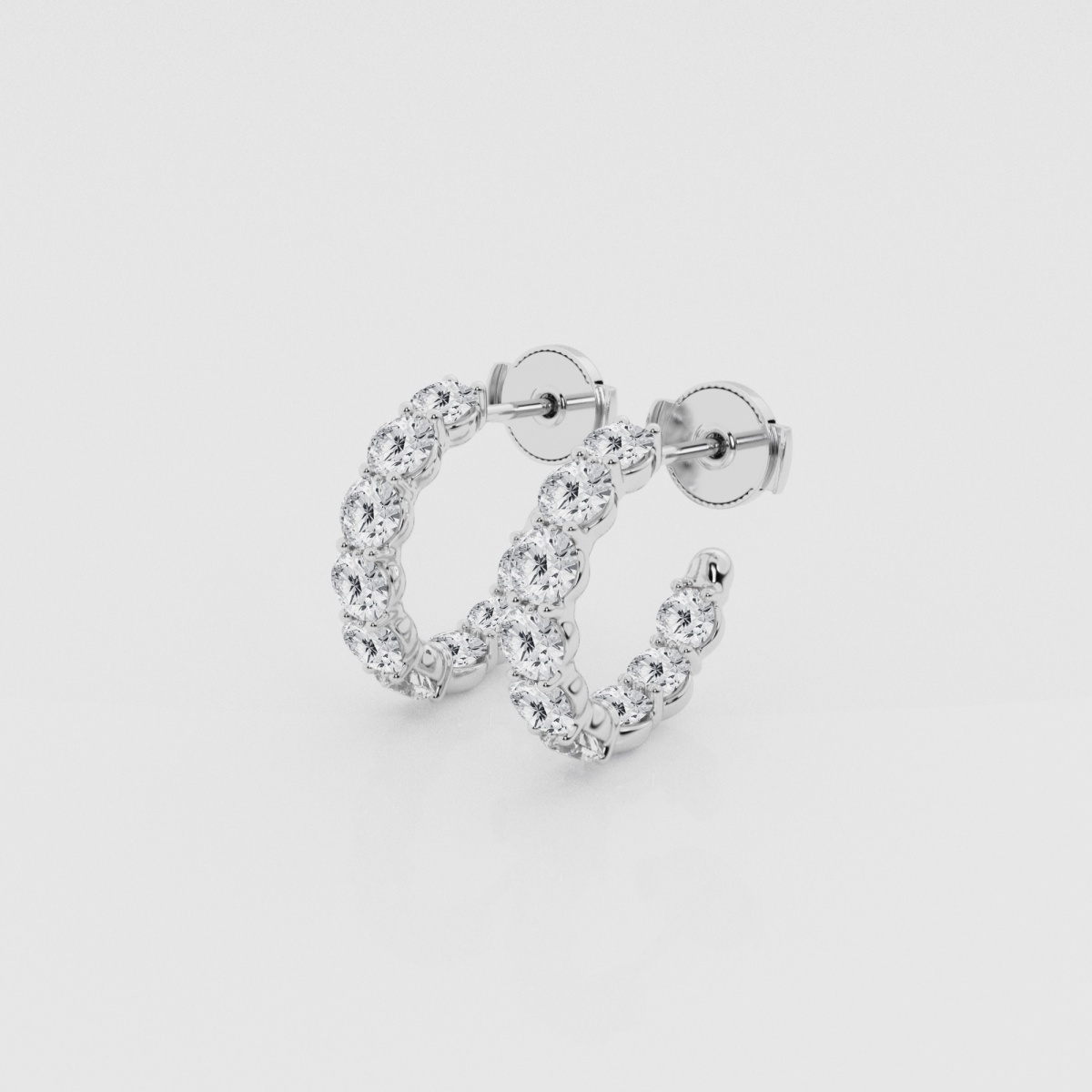 Natural Diamond | 2 ctw Round Post Hoop Earrings