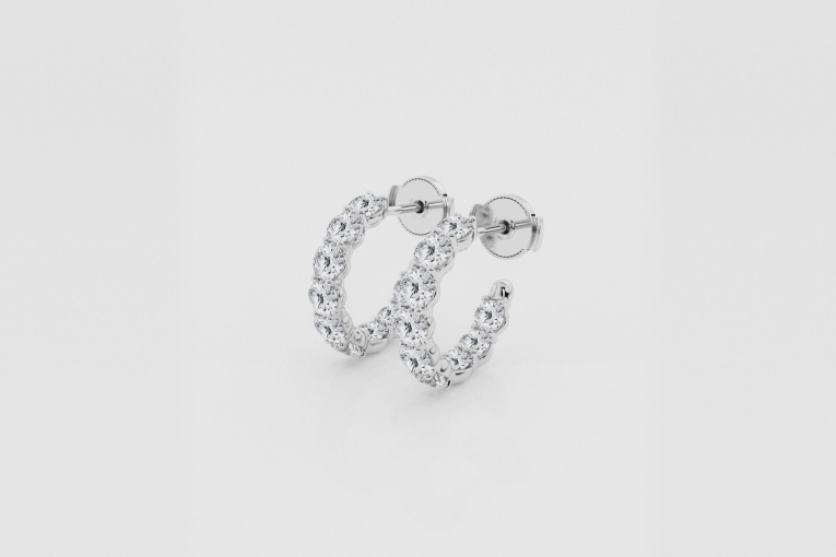 Natural Diamond | 2 ctw Round Post Hoop Earrings