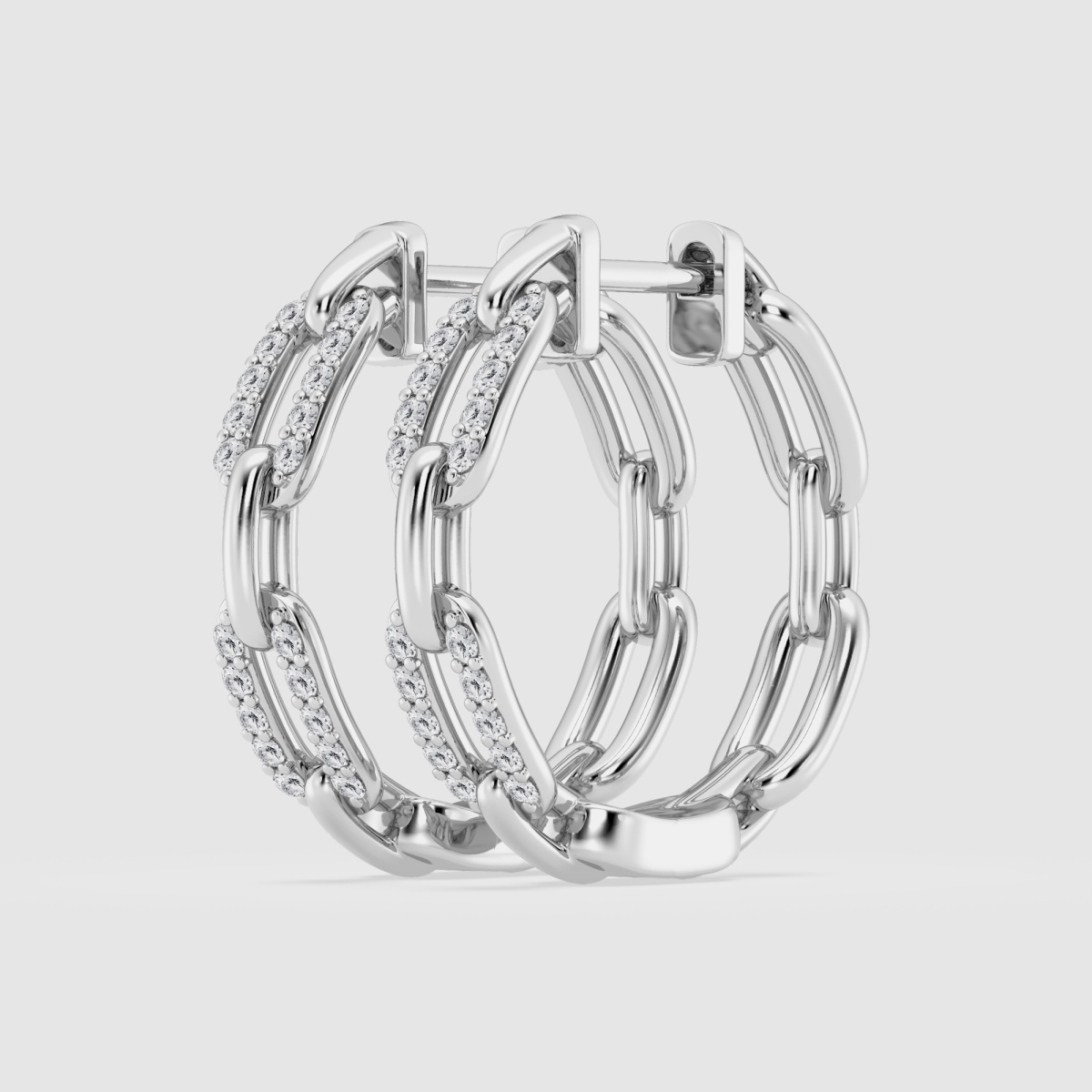 Natural Diamond | 1/4 ctw Round Paperclip Hoop Earrings