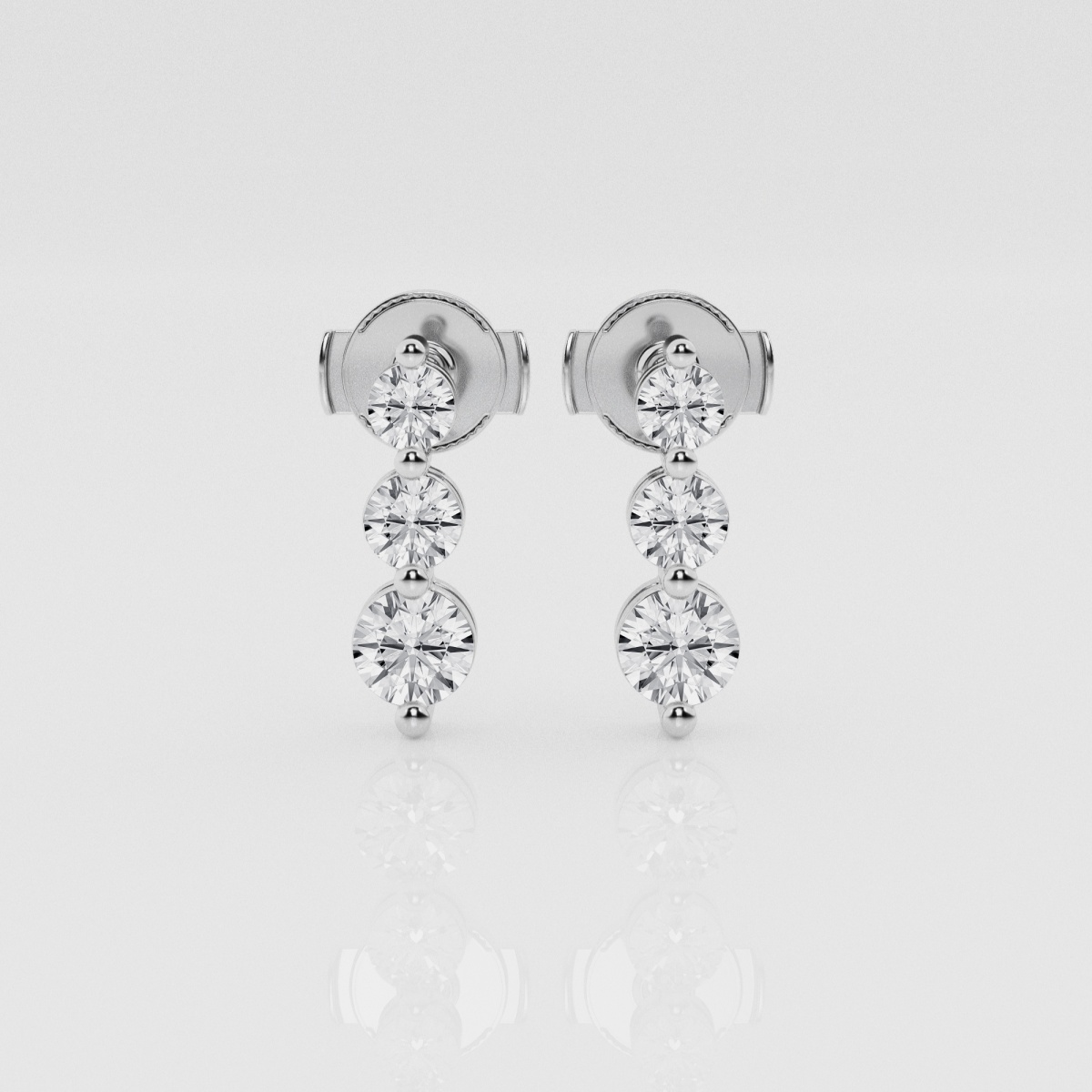 Natural Diamond | 1 ctw Round Three Stone Drop Earrings