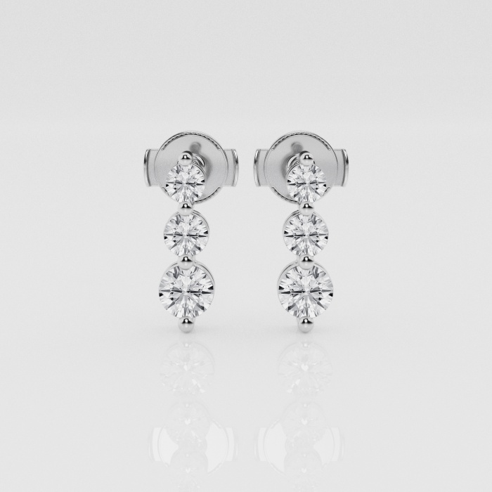 Natural Diamond | 1 ctw Round Three Stone Drop Earrings