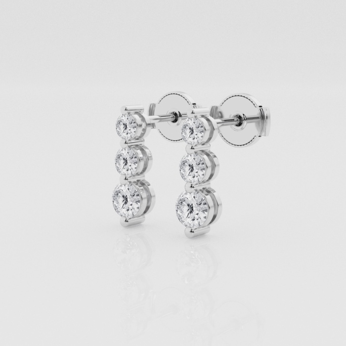 Natural Diamond | 1 ctw Round Three Stone Drop Earrings