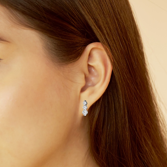 Natural Diamond | 1 ctw Round Three Stone Drop Earrings