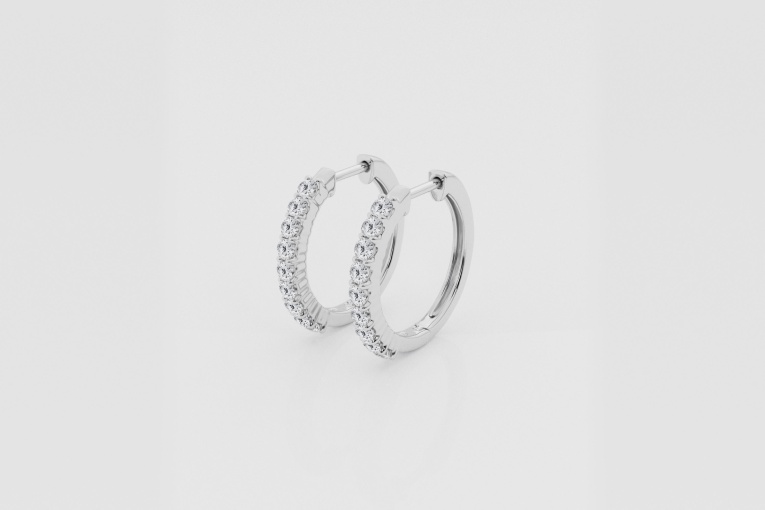 Natural Diamond | 1/2 ctw Round Shared Prong Hoop Earrings