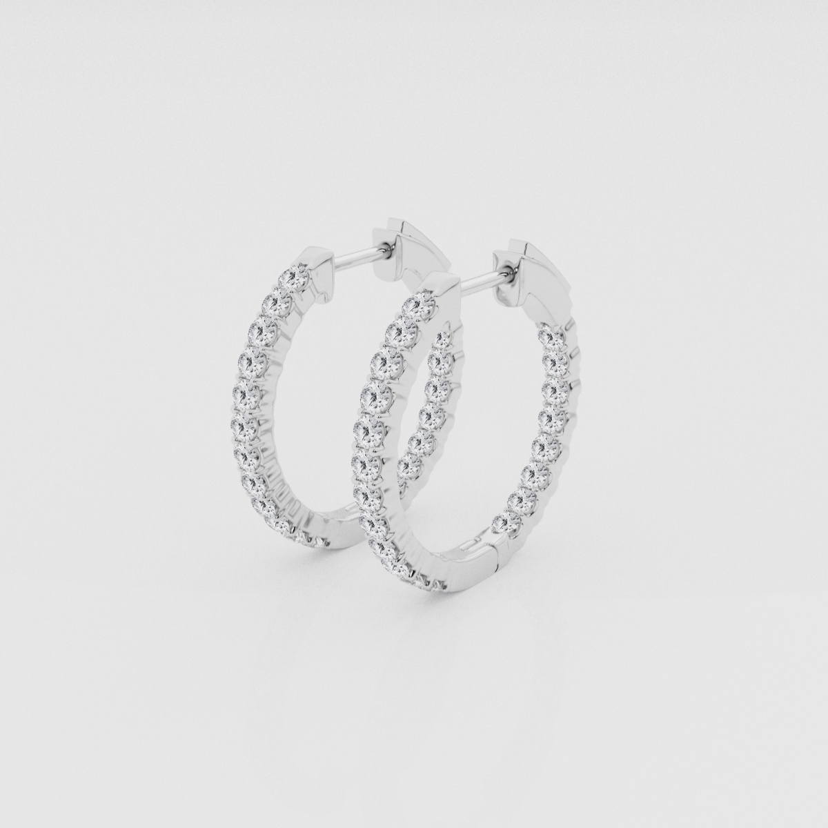 Natural Diamond | 1 ctw Round Inside-Out Hoop Earrings