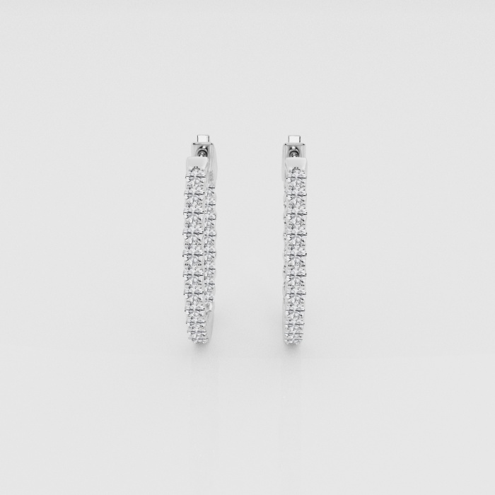 Natural Diamond | 1 ctw Round Inside-Out Hoop Earrings