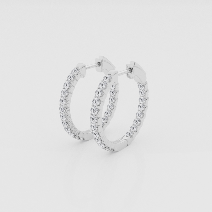 Natural Diamond | 1 ctw Round Inside-Out Hoop Earrings