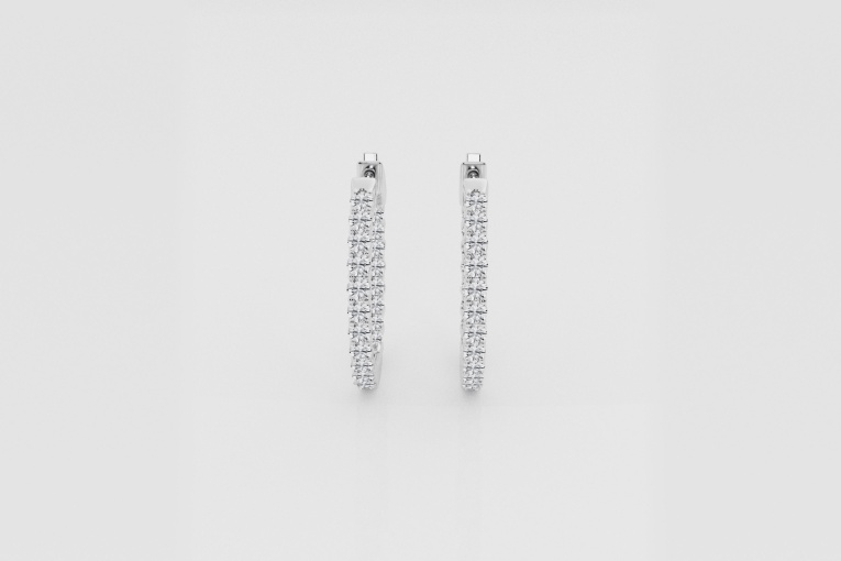 Natural Diamond | 1 ctw Round Inside-Out Hoop Earrings