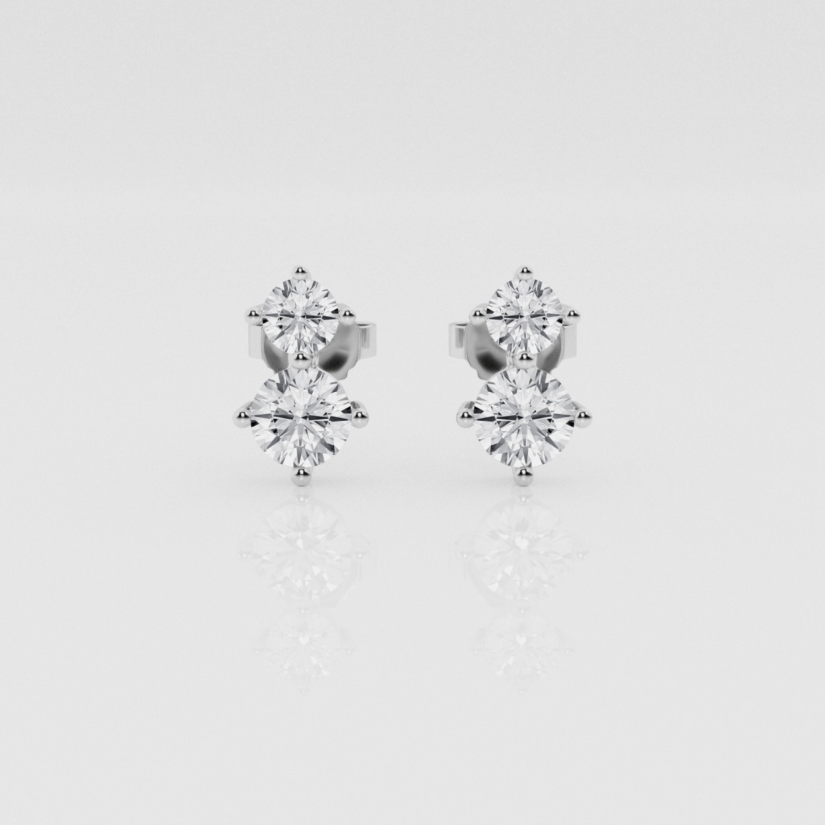 Natural Diamond | 1 ctw Round Two Stone Stud Earrings