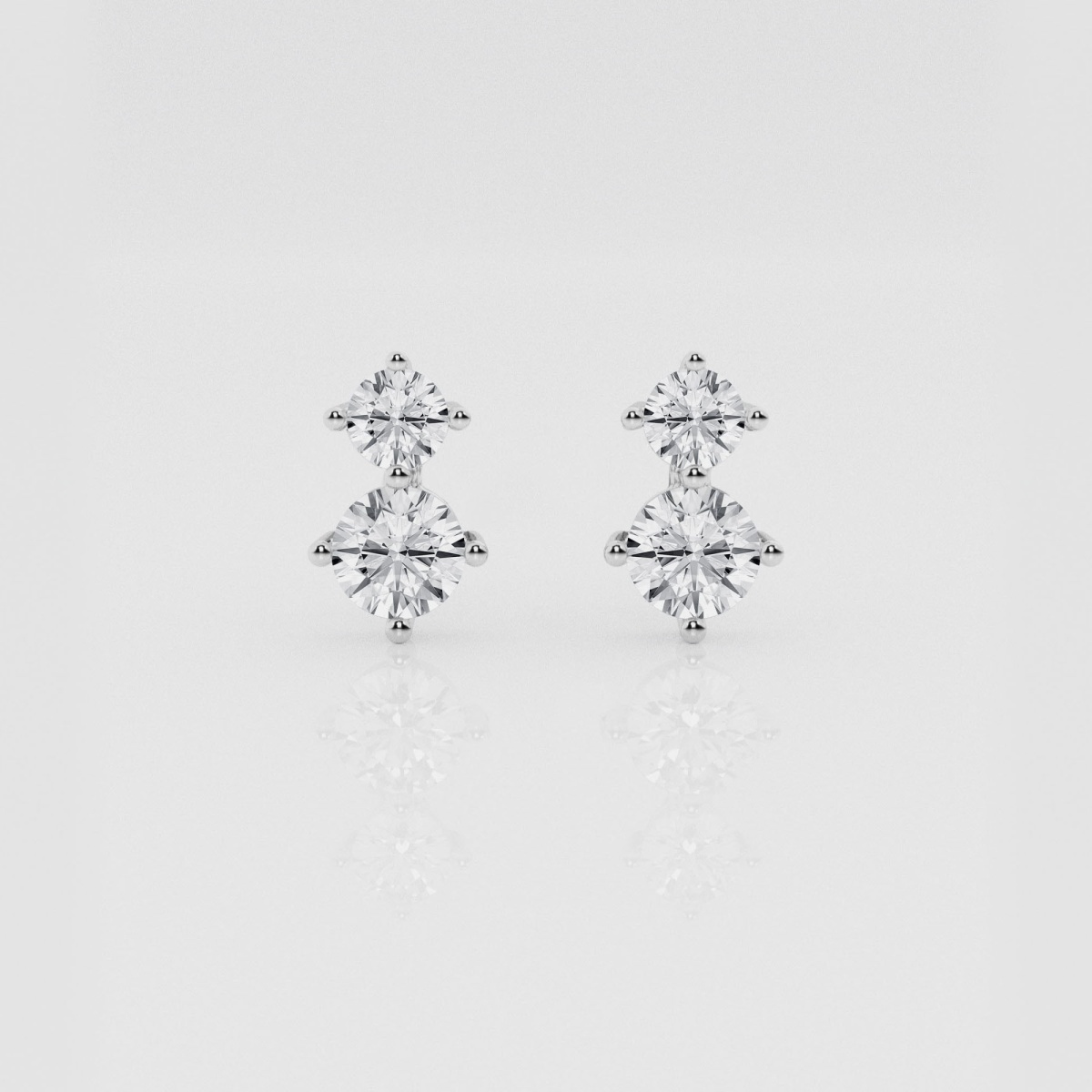 Natural Diamond | 1 ctw Round Two Stone Stud Earrings