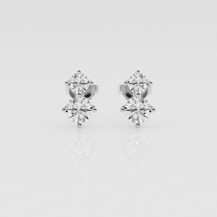 Natural Diamond | 1 ctw Round Two Stone Stud Earrings