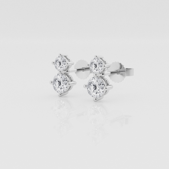 Natural Diamond | 1 ctw Round Two Stone Stud Earrings