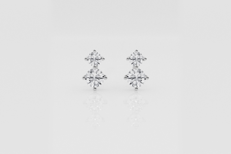 Natural Diamond | 1 ctw Round Two Stone Stud Earrings