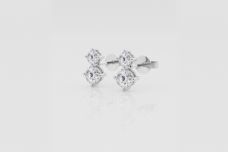Natural Diamond | 1 ctw Round Two Stone Stud Earrings