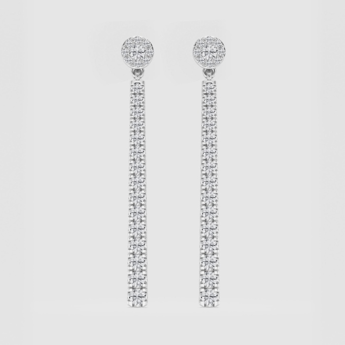 Natural Diamond | 1 ctw Round Graduated Drop Earrings