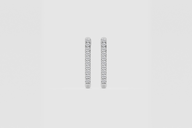 Natural Diamond | 1/5 ctw Round Paper Clip Hoop Earrings