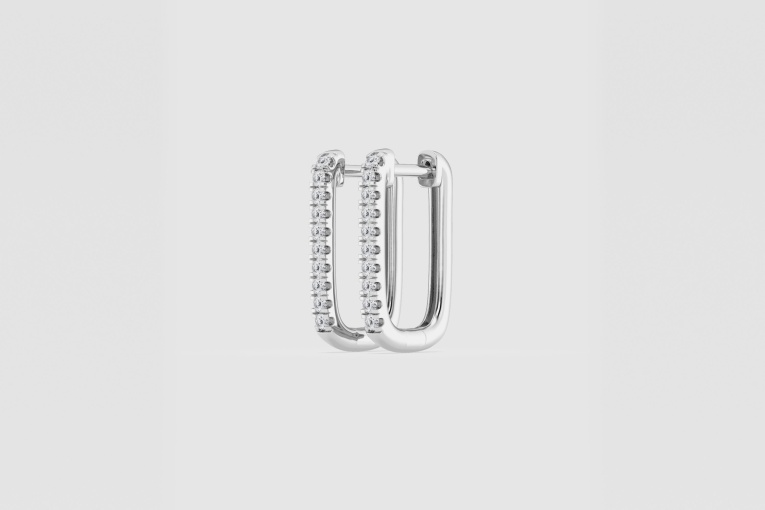 Natural Diamond | 1/5 ctw Round Paper Clip Hoop Earrings