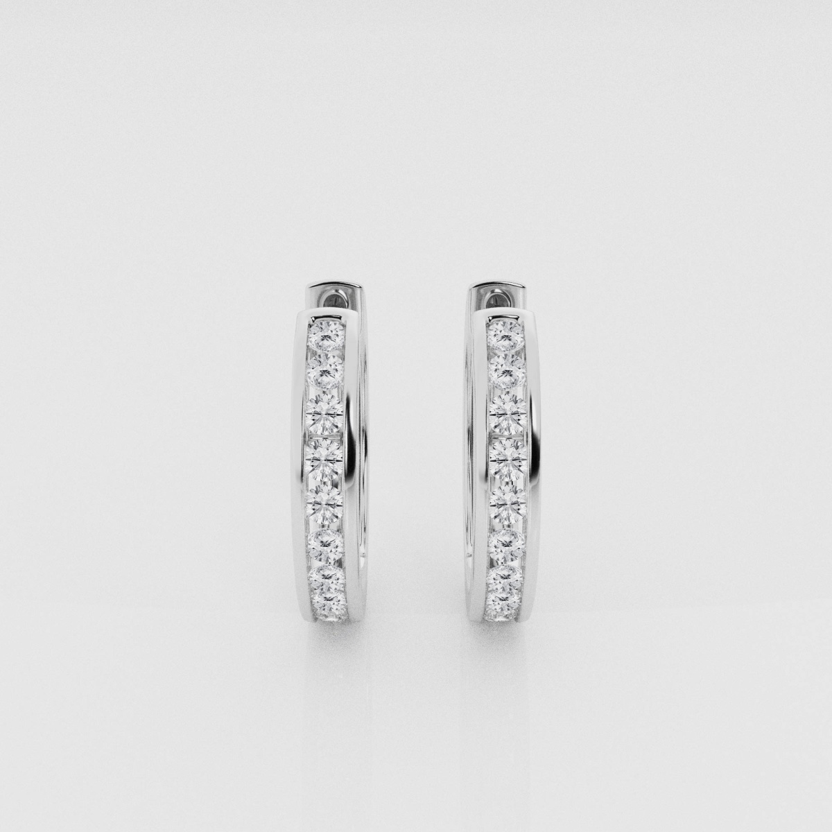 Natural Diamond | 1 ctw Round Channel Set Hoop Earrings