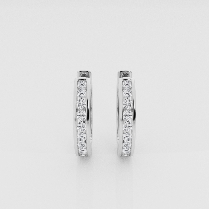 Natural Diamond | 1 ctw Round Channel Set Hoop Earrings