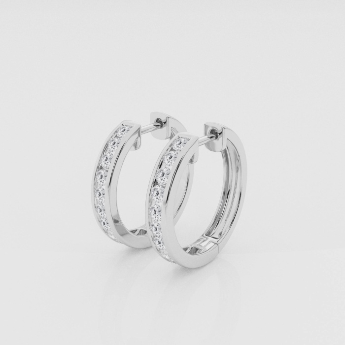 Natural Diamond | 1 ctw Round Channel Set Hoop Earrings