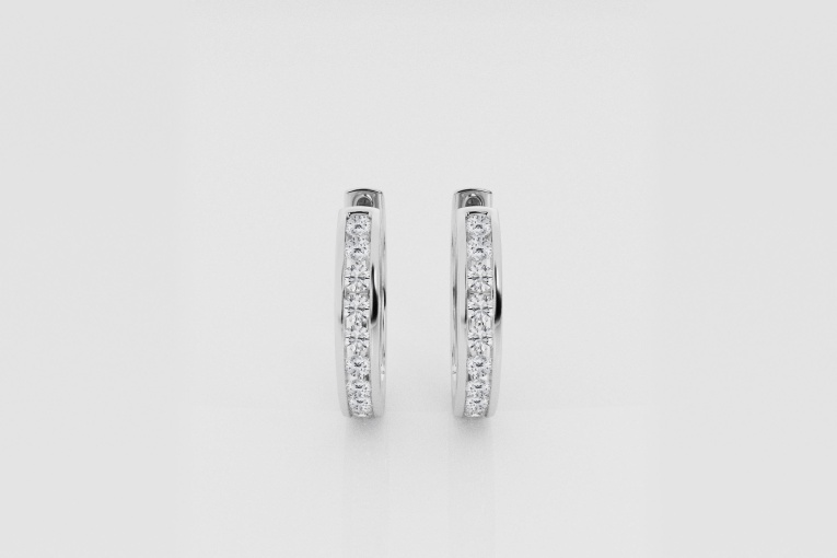 Natural Diamond | 1 ctw Round Channel Set Hoop Earrings