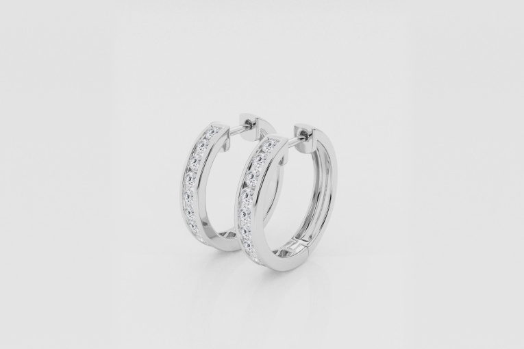 Natural Diamond | 1 ctw Round Channel Set Hoop Earrings