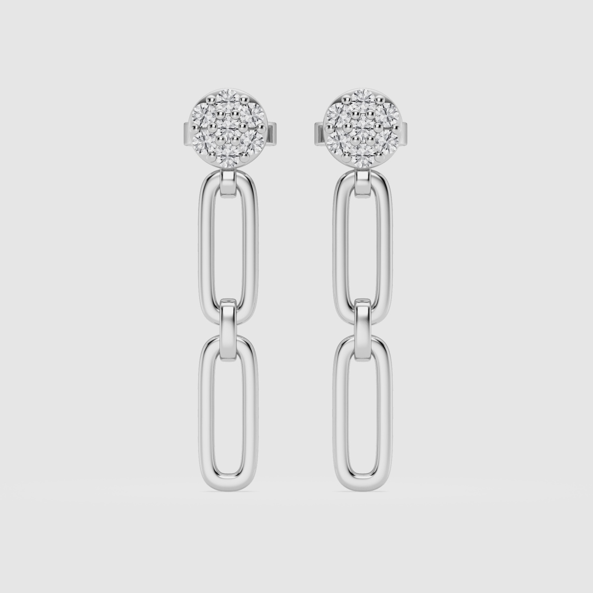 Natural Diamond | 1/5 ctw Round Paper Clip With Pave Top Drop Earrings