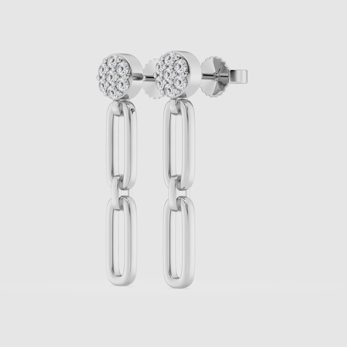 Natural Diamond | 1/5 ctw Round Paper Clip With Pave Top Drop Earrings