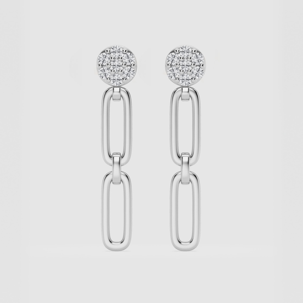 Natural Diamond | 1/5 ctw Round Paper Clip With Pave Top Drop Earrings