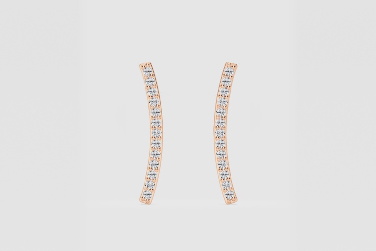 Natural Diamond | 1/5 ctw Round Curved Bar Fashion Earrings