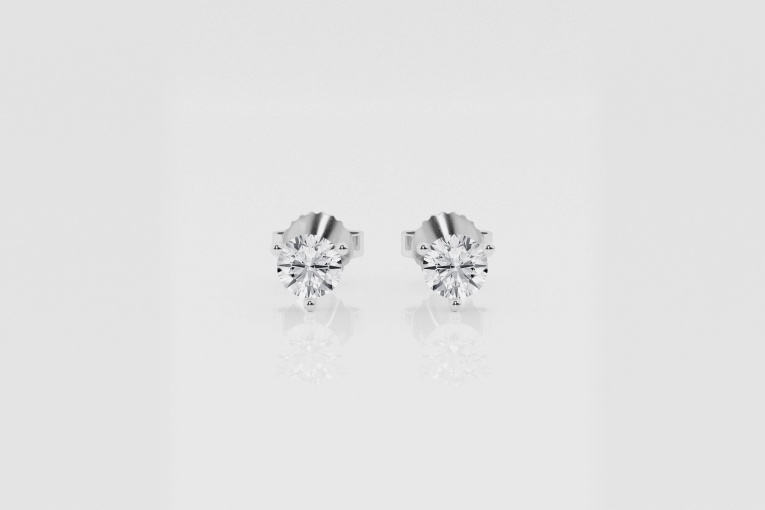Natural Diamond | 1/2 ctw Round 3-Prong Martini Stud Earrings