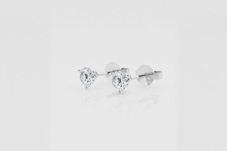 Natural Diamond | 1/2 ctw Round 3-Prong Martini Stud Earrings